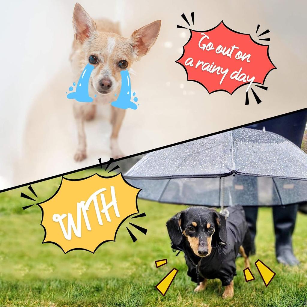 LESYPET Dog Umbrella for Small Dogs, Clear Puppy Umbrella with Adjustable Rope Leash for Rainy Walking, 27'' Diameter