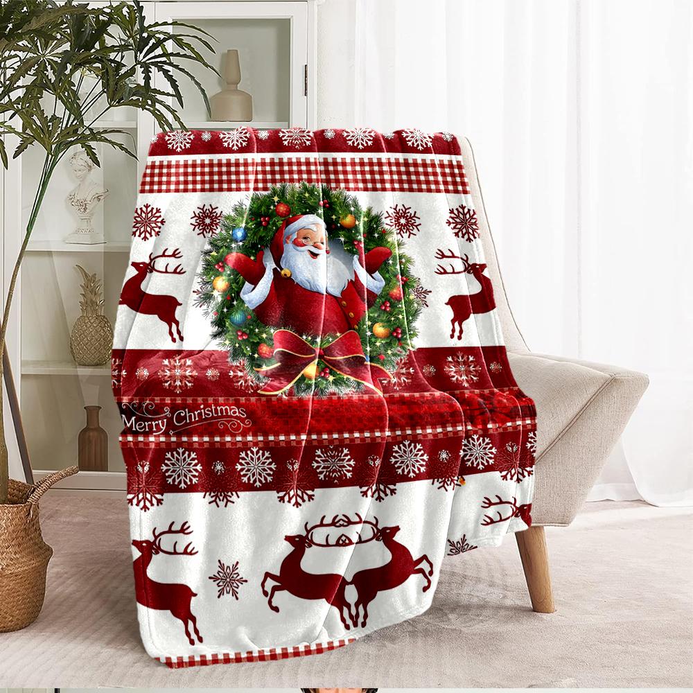 Christmas Theme Printed Blanket - Perfect for Couch, Bed, Travel & Outdoor Use | Machine Washable, Cozy & Durable.