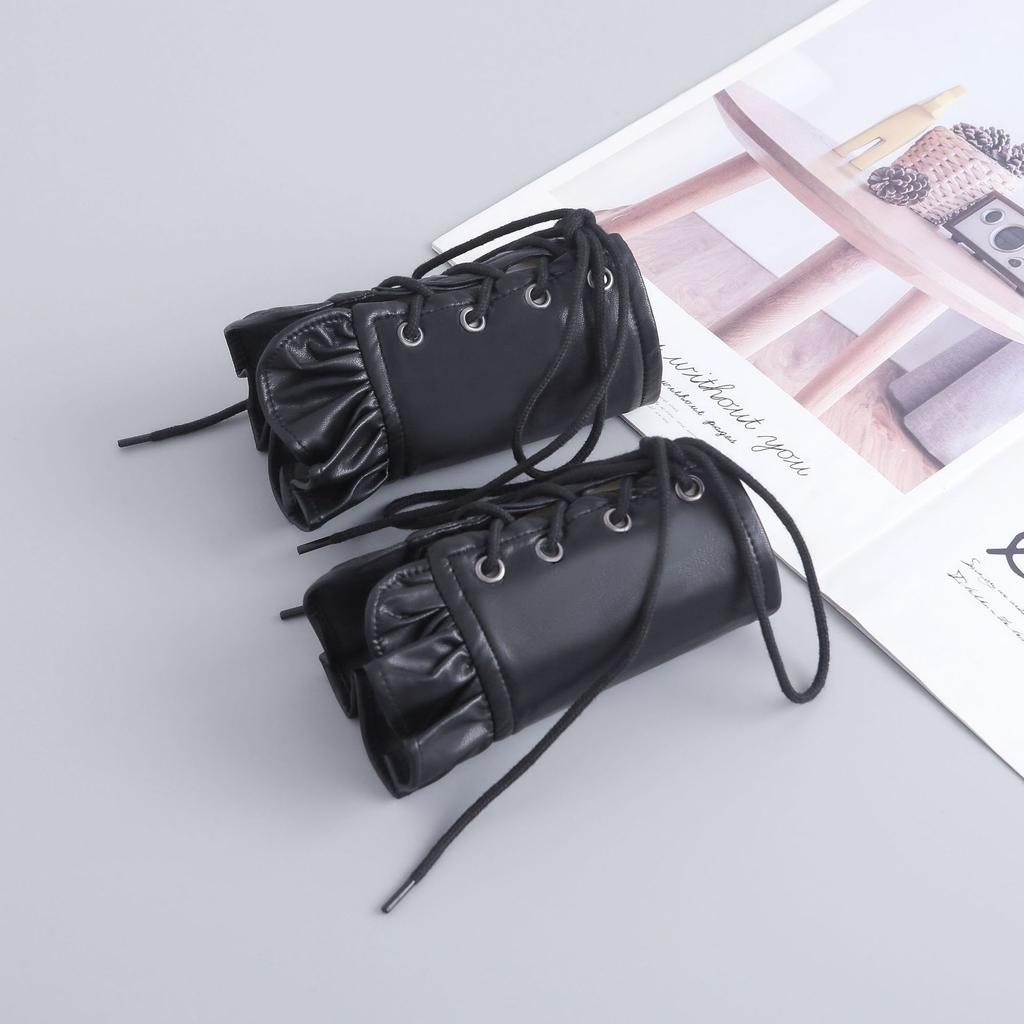 PU Leather Fake Sleeved Women Lace Fake Cuffs Decorative Female Wrist Cuffs Sleeved Wristband Trendy Shirt Clothing Accessory