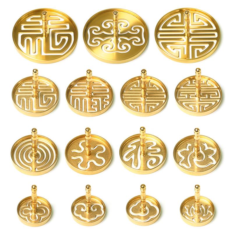 New Incense Press Tool Ash Mold Copper Metal Lotus Cloud Making Burner Powder Pressing Supplies Chinese Living Room Incense