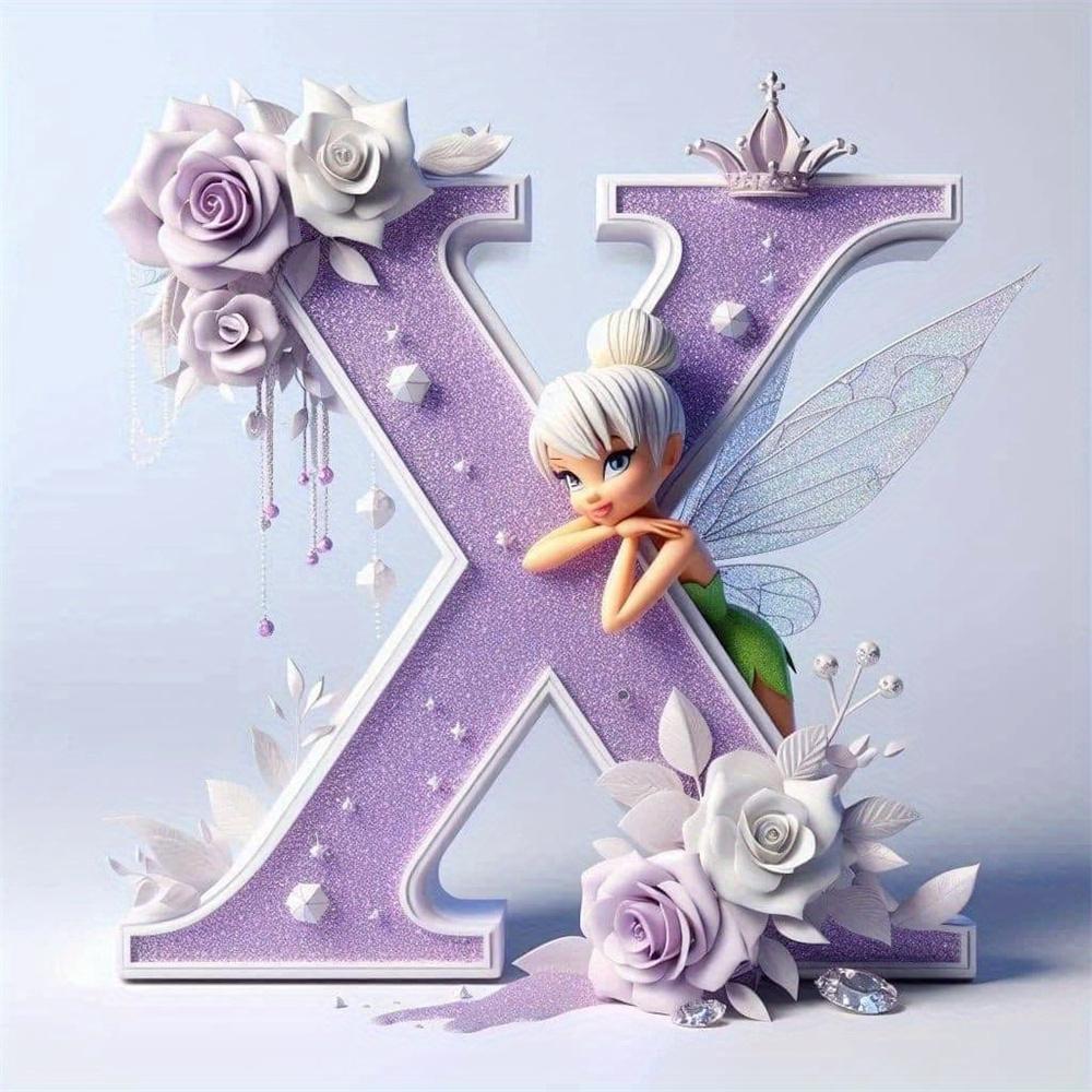 Disney Kreskówkowa Malowanie Diamentami Dzwoneczek Księżniczka 26 Liter Obrazki z Dżetów Mozaika Diamentowa Motyl Zestawy Rękodzieła Sztuka Ścienna