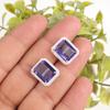 Iolite Gemstone 925 Solid Silver Jewelry Zircon Earrings 0.57" Anniversary Gift CZE-6-5