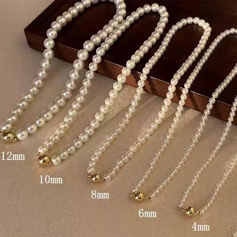 Elegant Women's Pearl Necklace with Magnetic Clasp - Classic, Versatile Choker