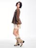 ADOREBELLE V-Neck String Ribbon Blouse - Brown
