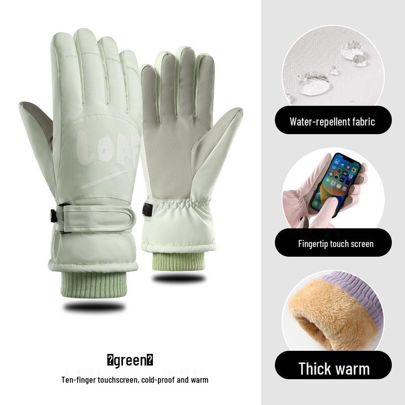 Women's Touchscreen Ski Gloves with Anti-Lost Buckle, Cold-Proof, Fleece-Lined, and Warm for Winter Sports and Cycling