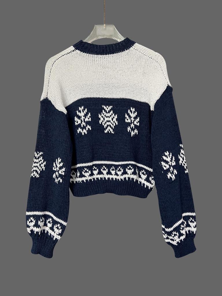 Women's Plus Size Color Block Christmas Tree Pullover Sweater - Autumn/Winter 2025