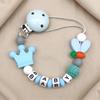 Custom Baby Name Pacifier Clip BPA Free Food Grade Silicone Teether Blue Crown Hedgehog Dummy Chain Soother Leash Toddler Gift