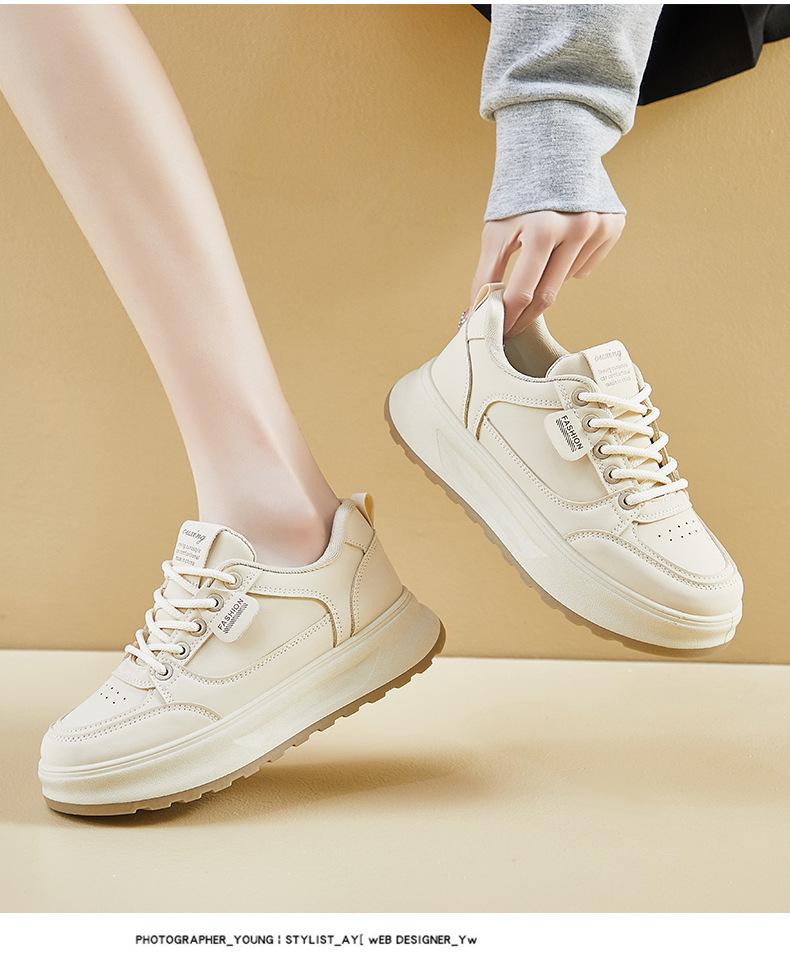 2025 Spring White Korean Style Women's Height-Boost Sneakers Q5615