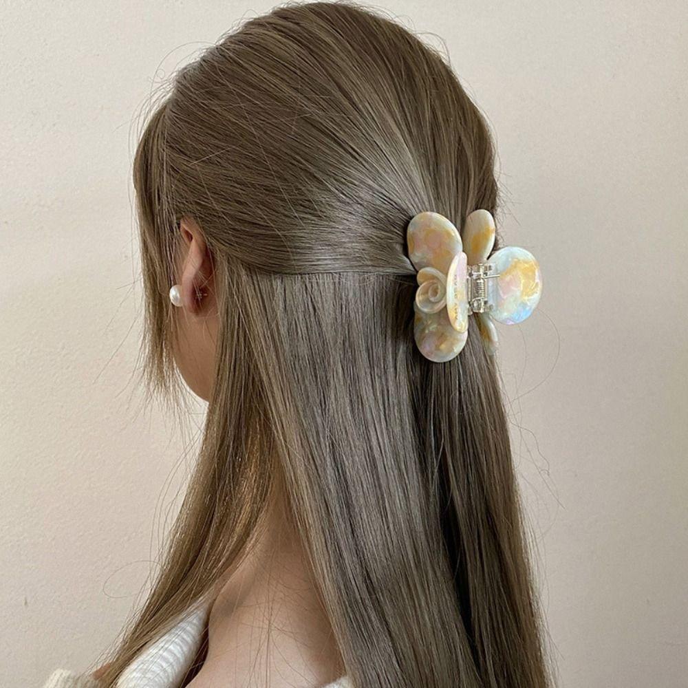 Medium Size Flower Hair Claw French Style Camellia Hairpin Creative Shark Clip  Streetwear