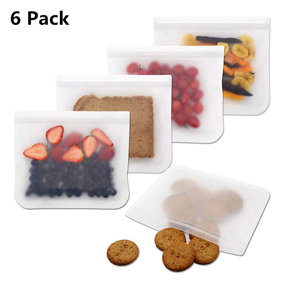 

6Pcs Reusable Leakproof Food Storage Bag 7.1x8.5in M#0