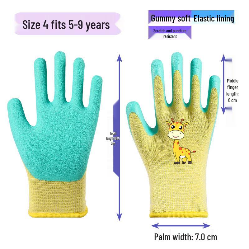 Kids' Non-Slip Breathable Gloves for Beachcombing, Crab Catching, Gardening, and Protection.