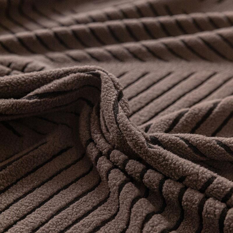 High Elasticity Solid Striped Sofa Cover Soft Polar Fleece Stretch Corner Couch Cover 1/2/3/4/5 Seater Pet Friendly Home Textile