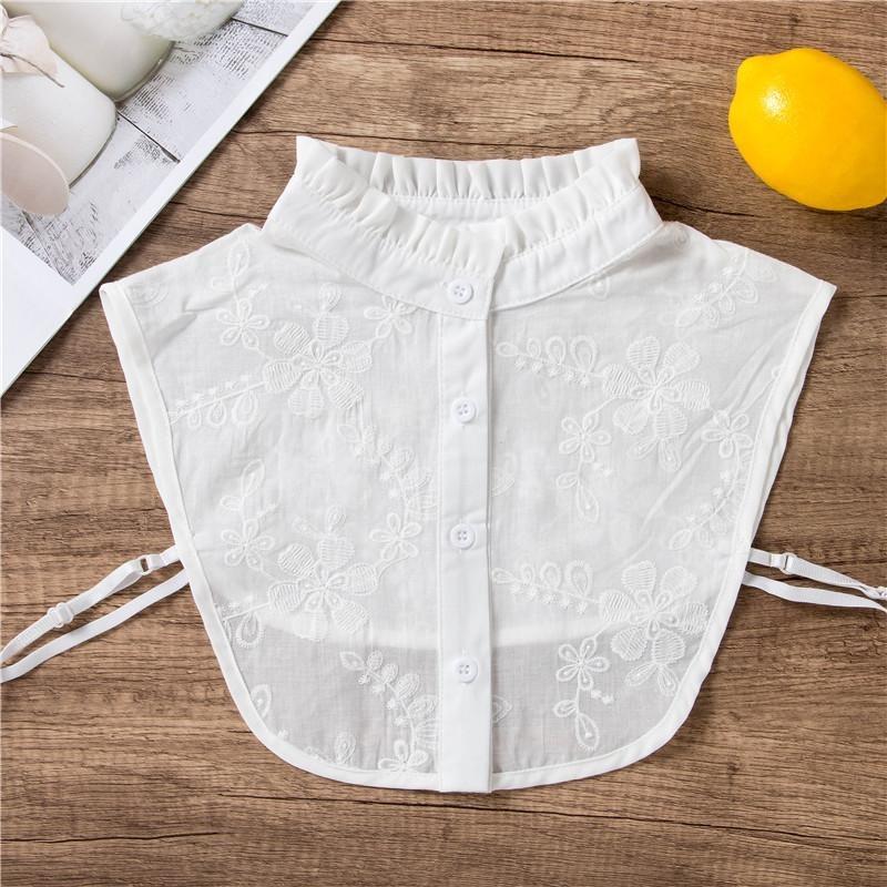 Hollow Lace Chiffon Doll Cotton Fake Collar Blouse Sweater Detachable Shirt Collar False Collar Lapel Women Top Collars Decor