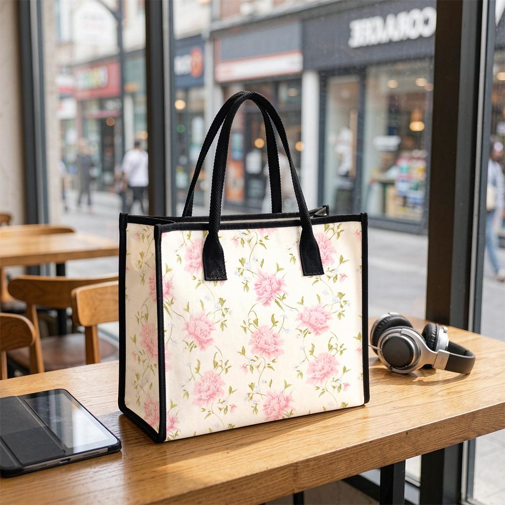 Floral Print Tote Bag Large Capacity Fashion Carryall for Daily Use Shopping