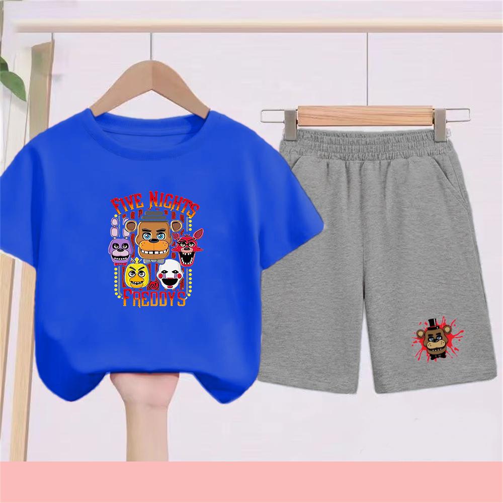 Summer boy Girls Casual T Shirt Sets cartoon Printed Kids Fashion Outfits Teen Children's O Neck Short Sleeve Tops Shorts 2pcs