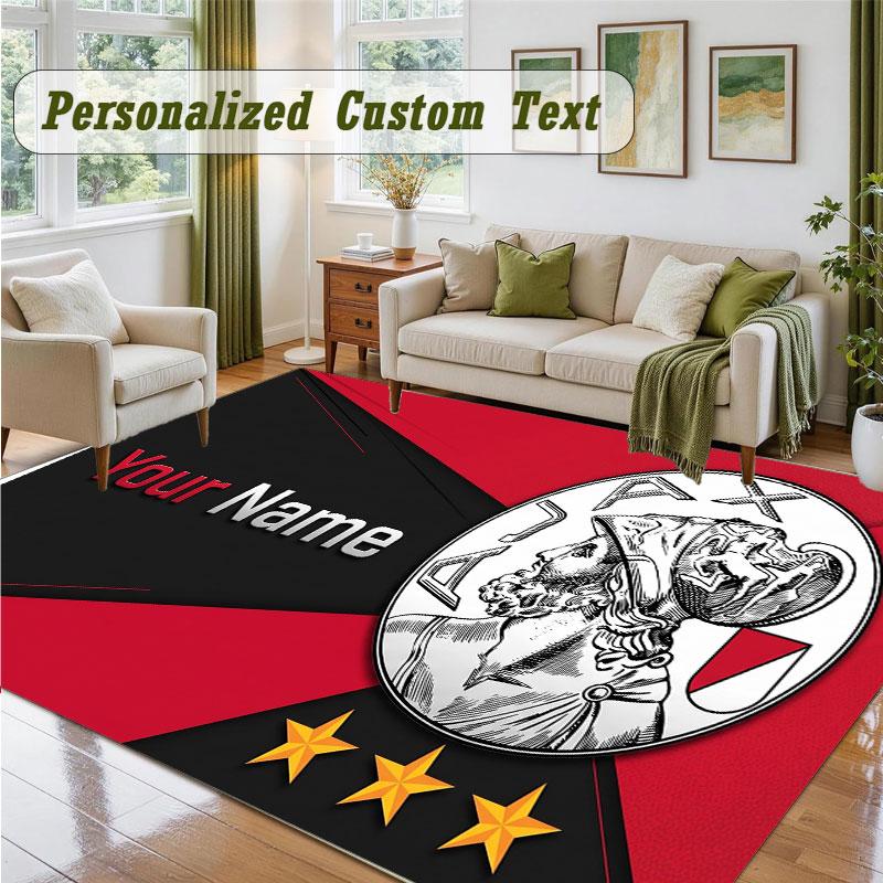 Crystal Velvet Square Rug Custom NameAjax Amsterdam Pattern Non Slip Home Floor Decor Rug