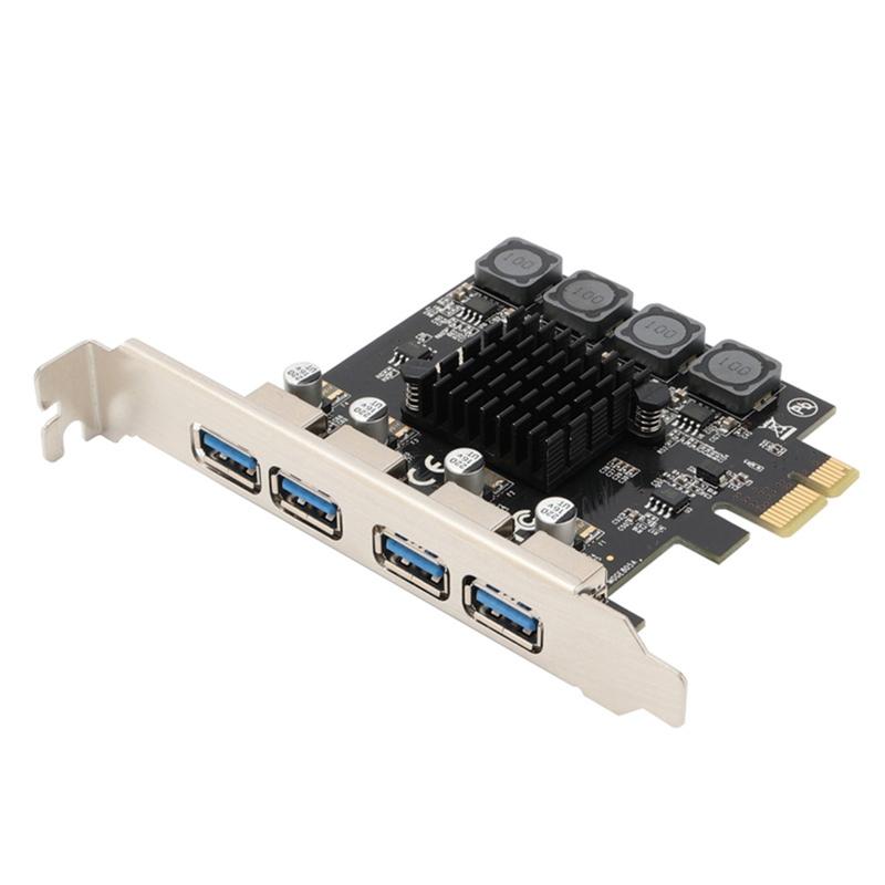 Pcie To 4-port Usb3.0 Adapter Card 4 Ports Usb 5Gb PCI-E 1X Pansion for Desktop PC Computer No Ternal Power Supply