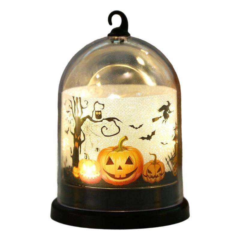 LED Warm Light Halloween Pumpkin Lantern Safe Plastic Materials Easy Assembly Portable Decoration for Home School Event
