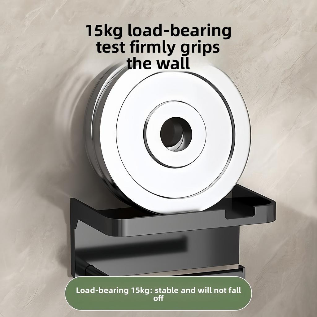 Hole-free Bathroom Tissue Holder, Phone Stand, Plastic Wall-mounted Toilet Paper Holder
