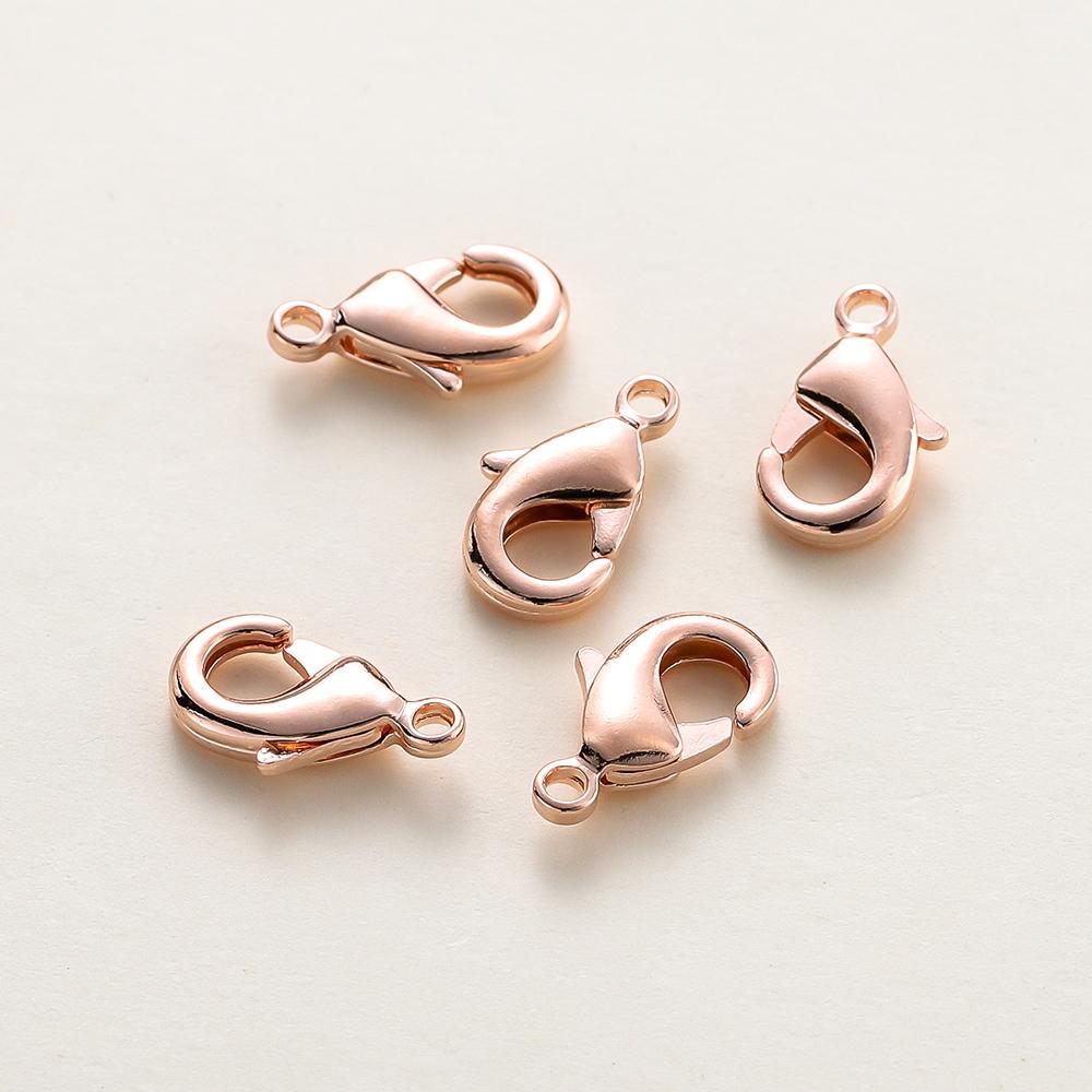 10pcs/bag 14K 18K Gold Plated 10mm 12mm 15mm Lobster Clasps Necklace Bracelet Connector Clips For DIY Jewelry Making Accessories