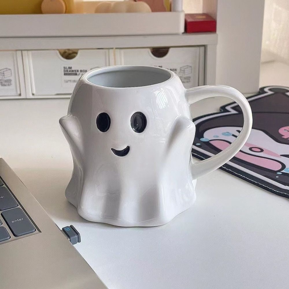 Cute Ceramic Ghost  Mug Large Capacity Coffee Cup Kids Gift Elves Cup  Home Kitchen Drinking