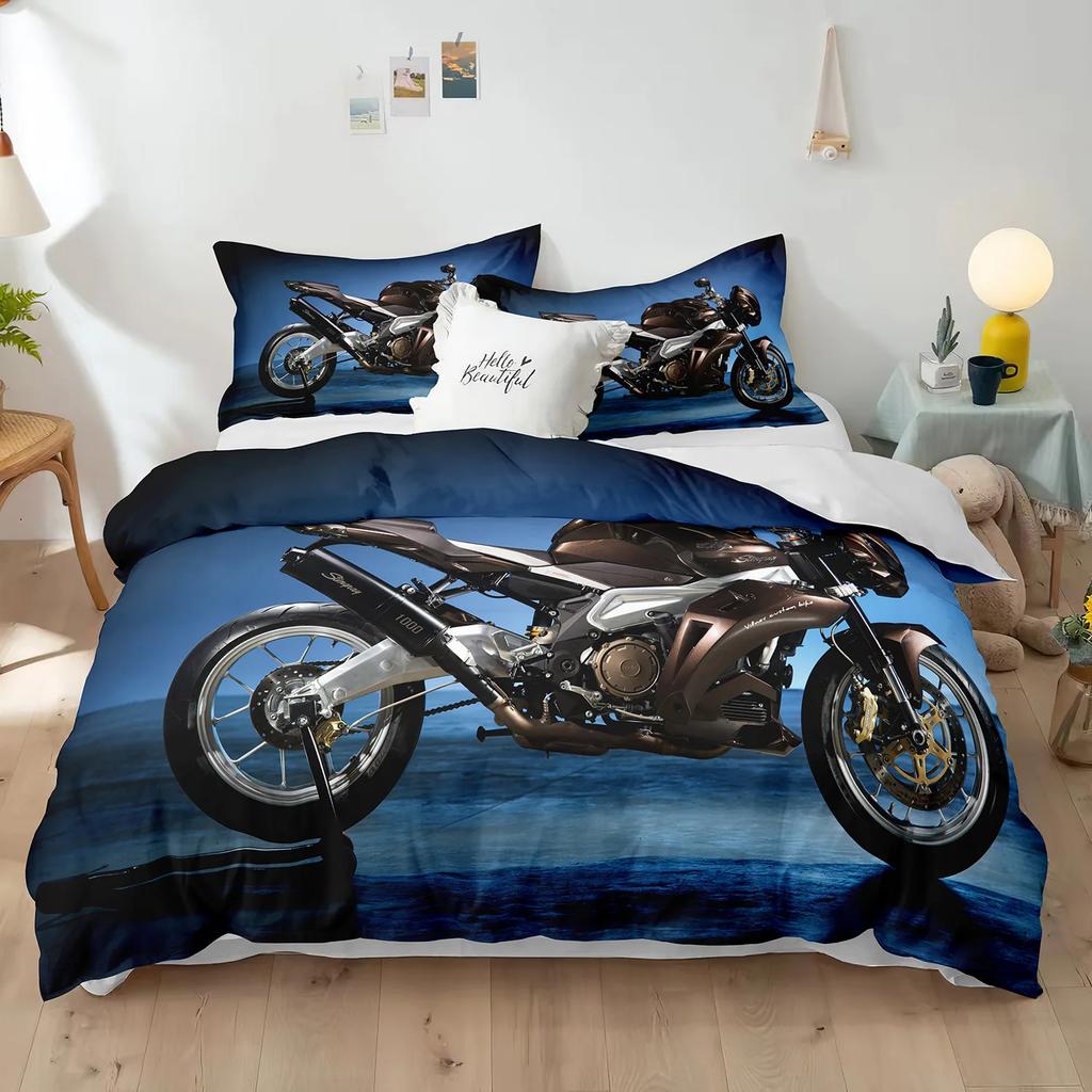 Dirt Bike Duvet Cover Racing Motocross For Teen Adult Motorcycle Rider Extreme Sports Theme For Bedroom Decorations Queen King