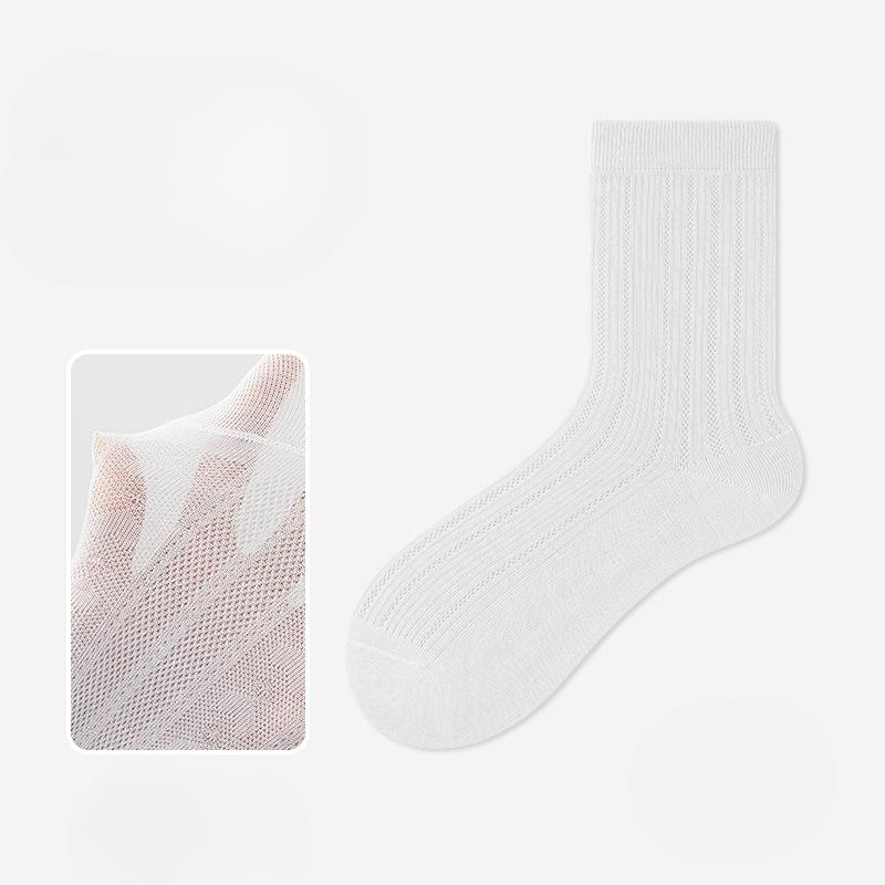 Women's Summer Thin Boneless Mid-calf Socks, Mesh Breathable Cotton Socks, Sweat-absorbing, Deodorizing, Antibacterial Pile Socks