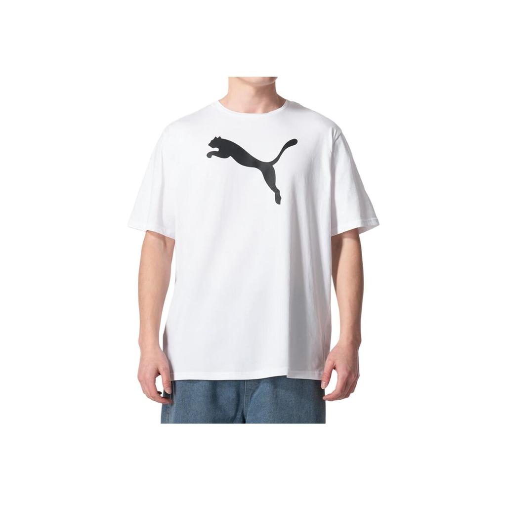 Puma Teamrise Logo Print American Vintage Breathable Straight-Cut Crew Neck Short Sleeve T-Shirt Men Tops White 658705-04