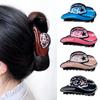 1pc New Acrylic Denim Cap Hair Clip for Women American Vintage Leopard Print Ponytail Clip Shark Clip