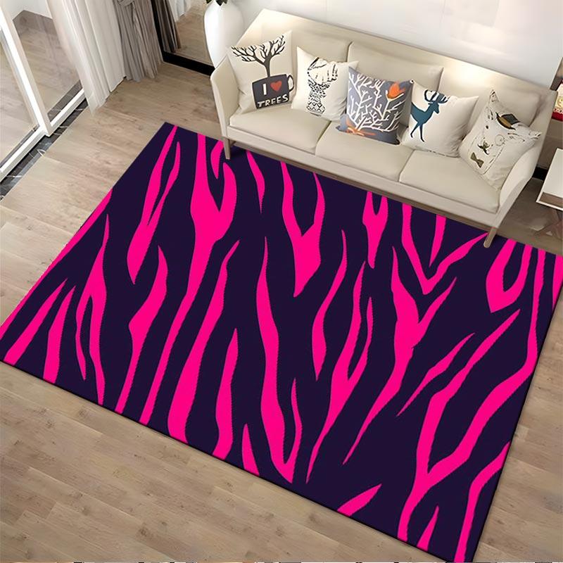 Roze Zebra Streep Tapijt, Gedurfd Dierlijk Patroon, Modern Huisdecoratie Tapijt Geschikt voor gebruik als antislip voor woonkamer slaapkamer banken