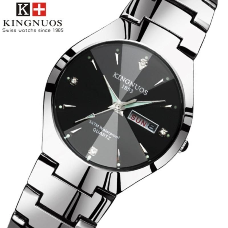 

KINGNUOS Кварцевые мужские водонепроницаемые часы с двойным календарем