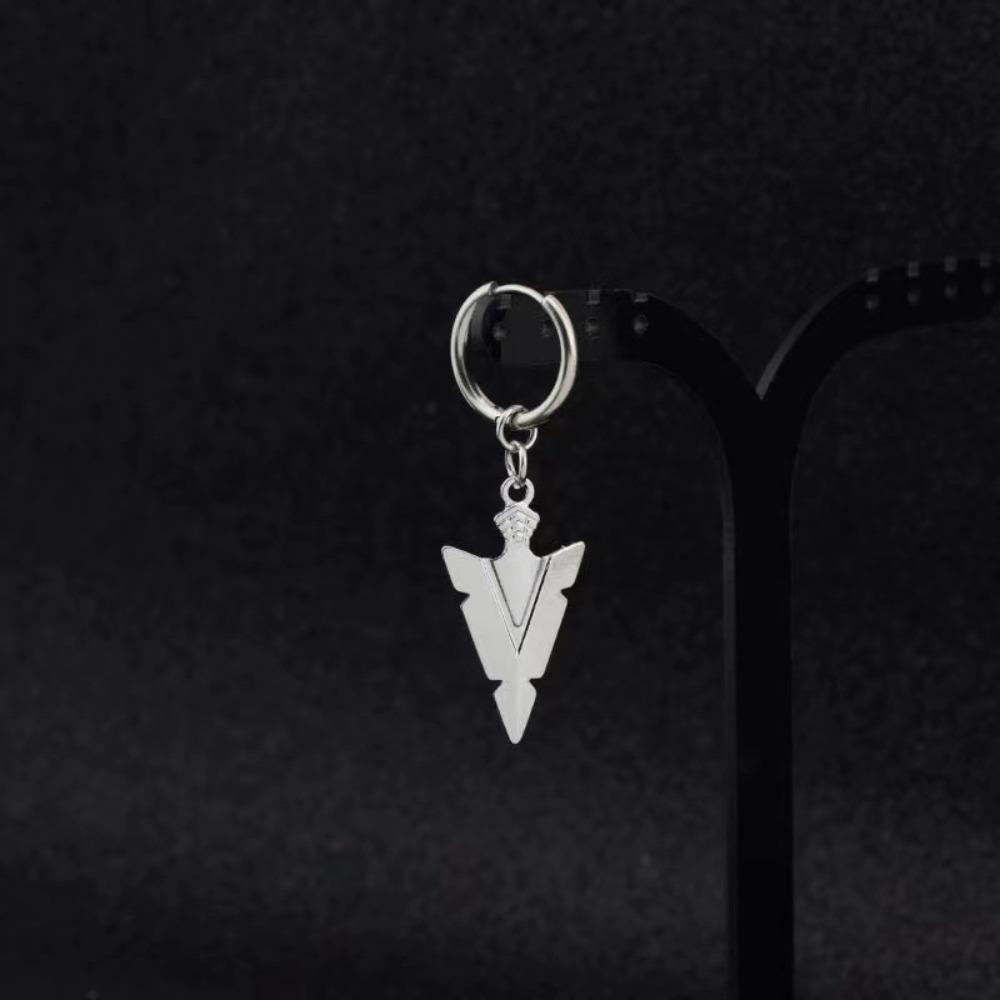 Punk Personality Sliver Color Geometry Triangular Shield Pendant Hoop Earrings for Men Women Hip-hop Fashion Piercing Jewelry