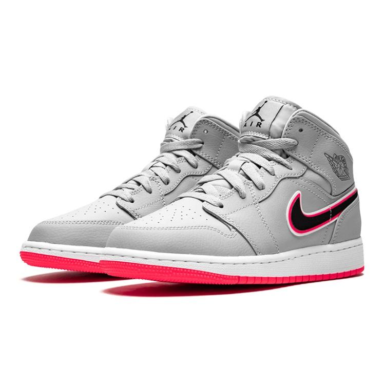 (GS) Air Jordan 1 Mid 'Wolf Grey Pink' Kids' 555112-060
