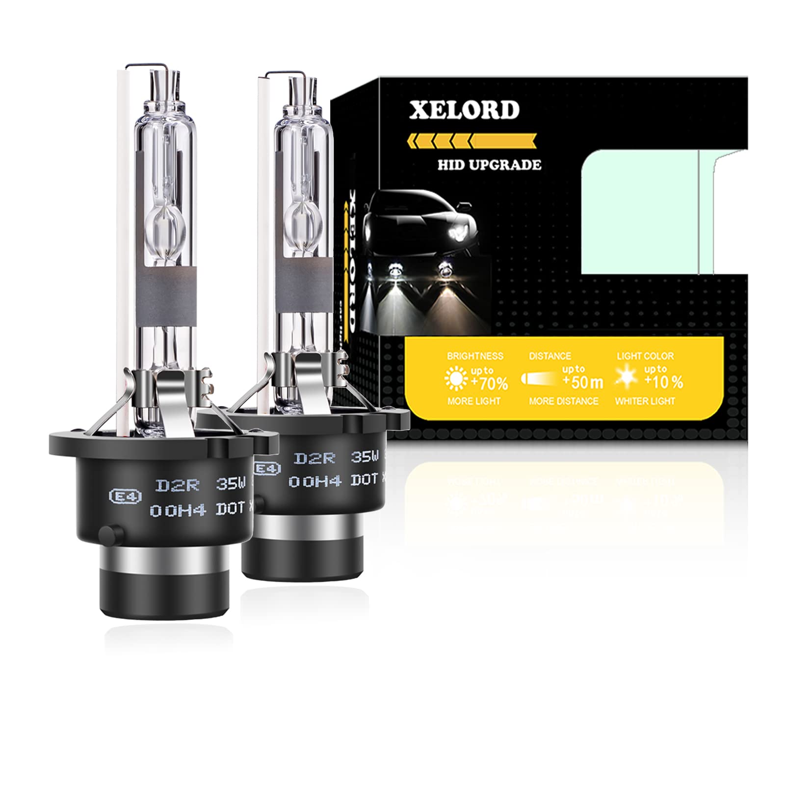 XELORD Car Headlight D2R HID Bulb Blue White Light 8000K D2R