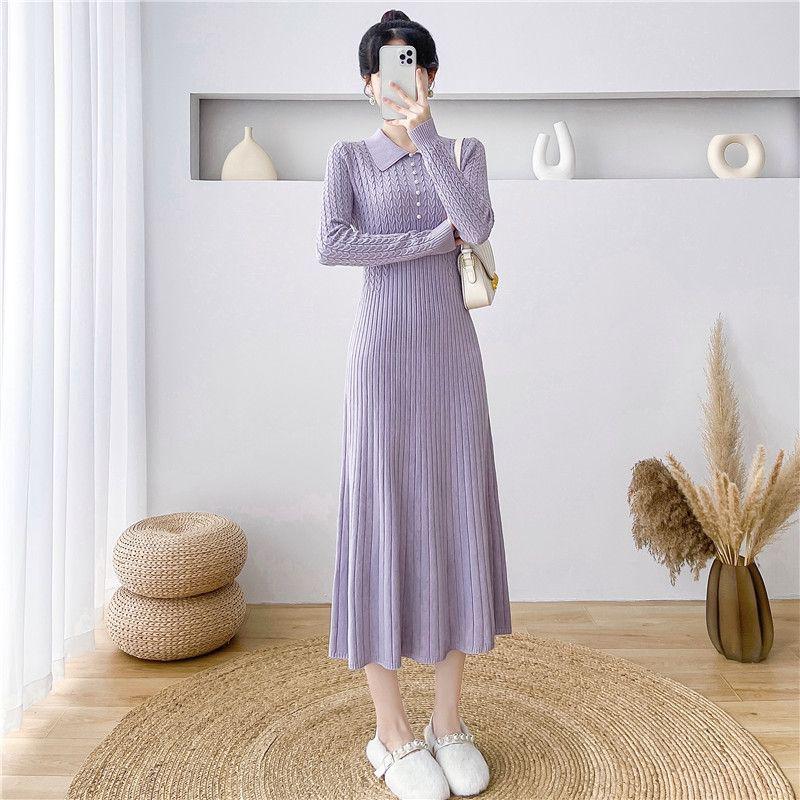 2025 Autumn/Winter French Knit Sweater Dress with Waist-Hugging Design for Women