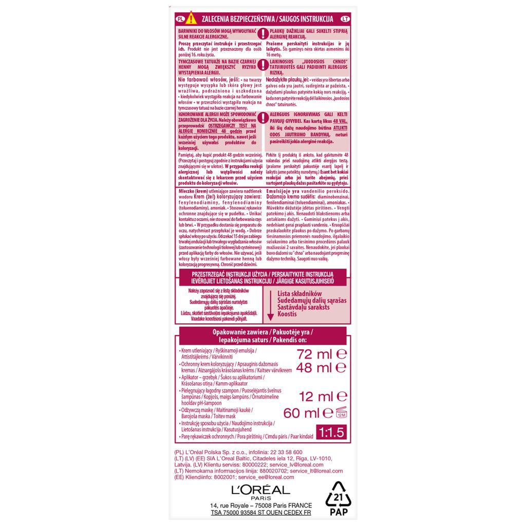Loreal excellence creme farba do włosów - 100 czerń 192ml