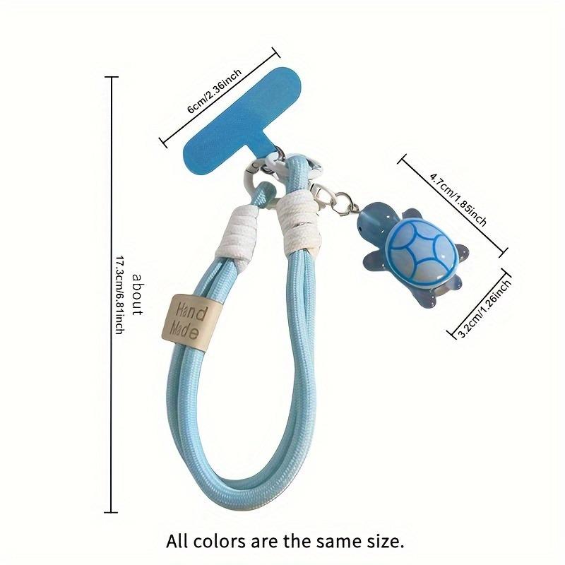 Universal Braided Mobile Phone Lanyard Strap Cartoon Turtle Hanging Chain Ring Cord with Patch Wrist Strap Cell Phone Detachable