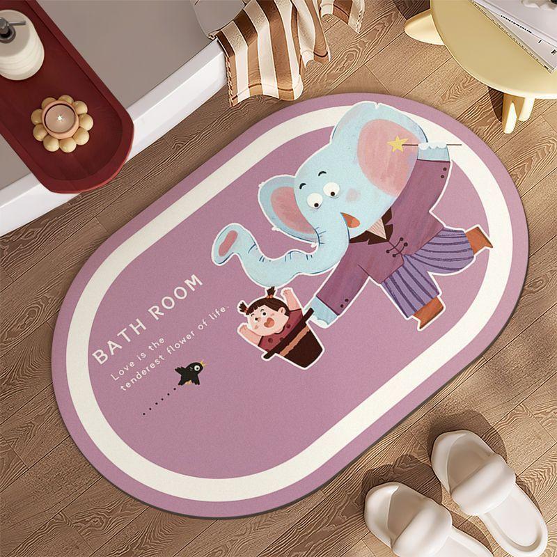 Cartoon Absorbent Non-slip Quick Dry Floor Mat Carpet Diatom Mud Toilet Bathroom Toilet Entrance Bedroom Door Mat