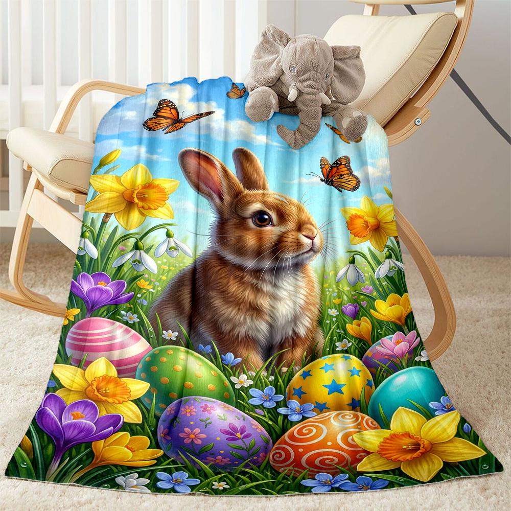 Springtime Bunny Garden Blanket,Suitable for sofas, offices, travel, living rooms, Gifts to relatives and friends, Blanket,Suitable for all seasons.