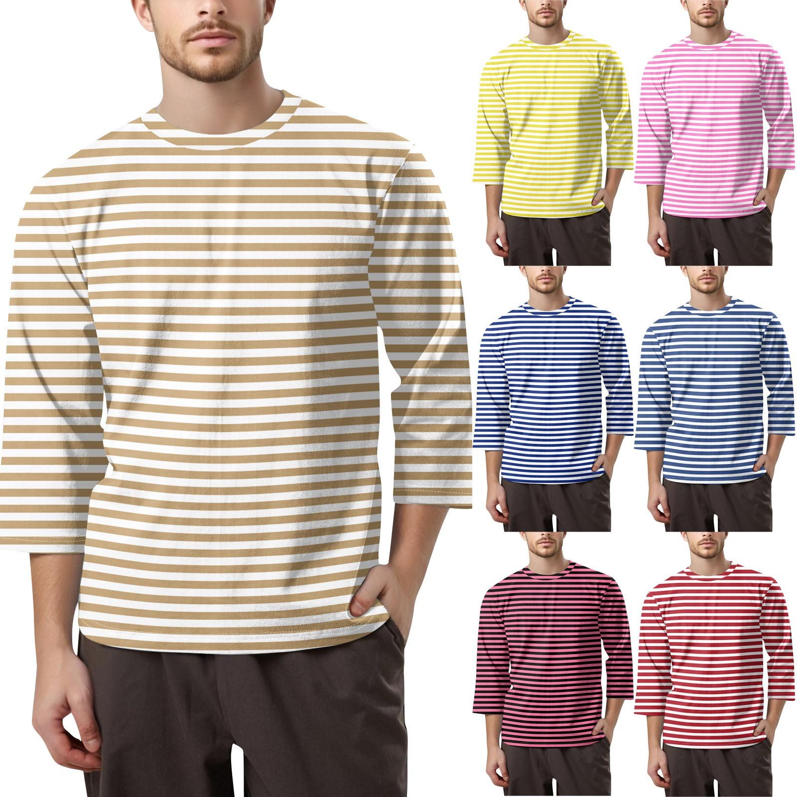 

Men s Fashion Printed Round Neck 3/4 Sleeve Tops T-Shirt XXL білий