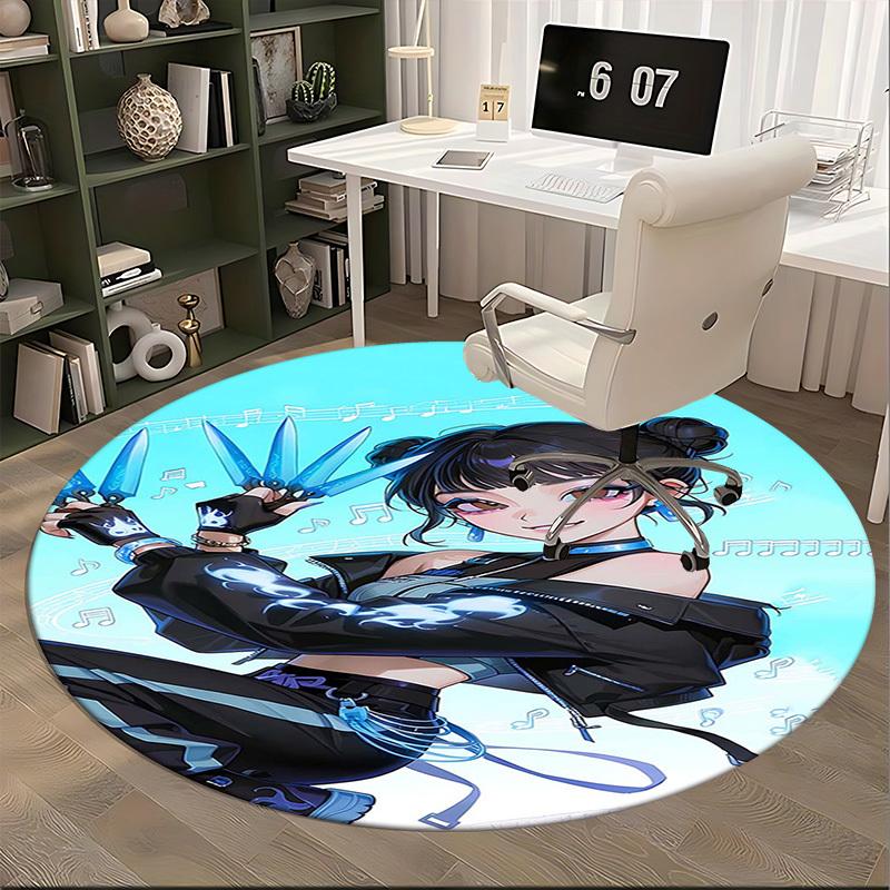 1pc Anime Cartoon Design Round Carpet Office Chair Mat, NonSlip Rug for Home Decor, Living Room