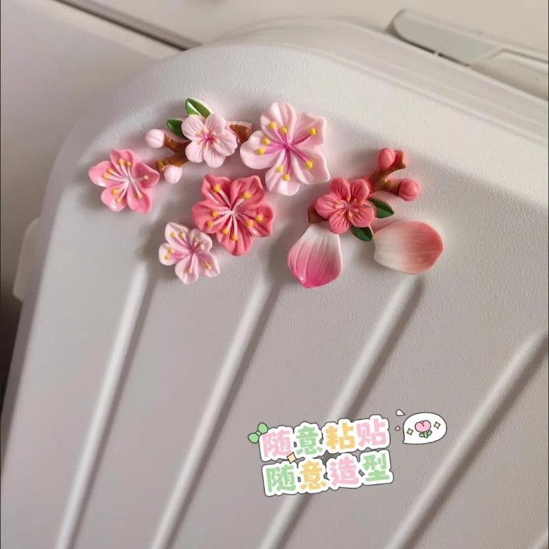 

3D Тривимірна наклейка з квітами персика Маленький декоративний візерунок квітами вишні Тривимірна наклейка Наклейка на автомобіль Електромобіль Жіноча задня 8pcs