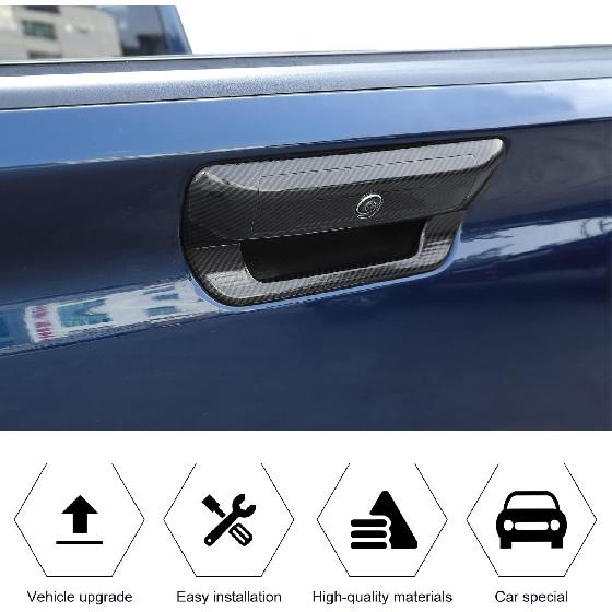 RT-TCZ Rear Trunk Door Tailgate Handle Cover Trim Decoration Accessories for 2018 2019 2020 2021 2022 Dodge Ram 1500 (Carbon Fiber Grain)