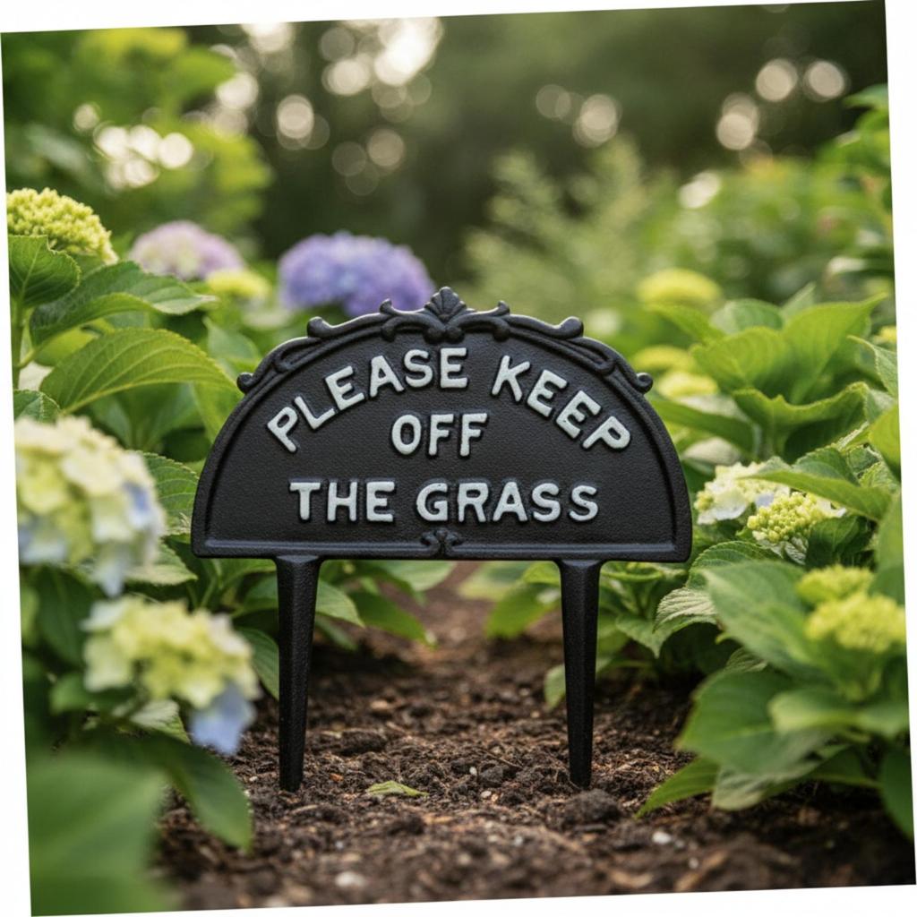 Keep Off the Grass Sign Rustic Garden Warning Vintage for Lawn, Flower Bed