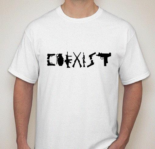 Coexist T shirt Tee Gun rights 2nd AMENDMENT Pistols Gun Rights 2A Rifle XXL