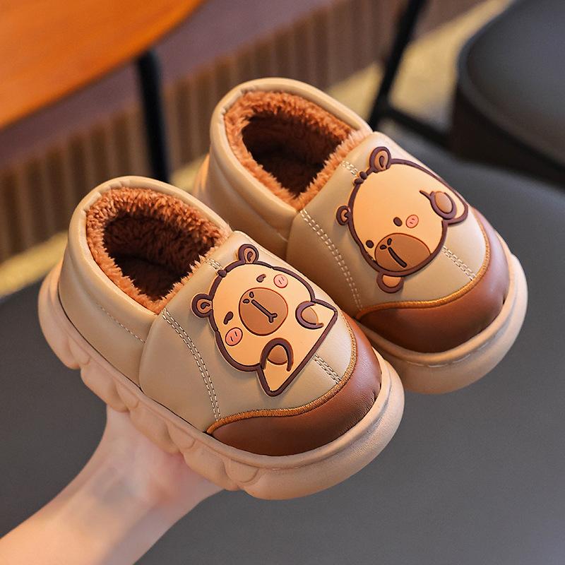 

Осенне-зимние детские сумки, каблуки, хлопковые туфли, водонепроницаемая ПУ кожа, теплые и плюшевые хлопковые тапочки для взрослых и детей для дома 36/37