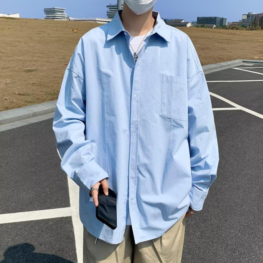 Trendig japansk vår lös passform unisex långärmad skjorta