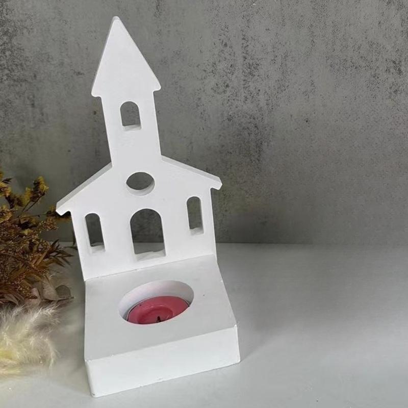 Castle Shape Candle Holder Mold with Base for Making Candle Holder Decor Tealight Holder Ornament, Epoxy Resin Casting
