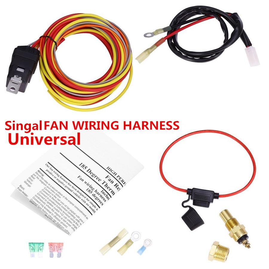 Universal ELECTRIC COOLING FAN WIRING HARNESS INSTALL KIT 185/165 HERMOSTAT 40A RELAY