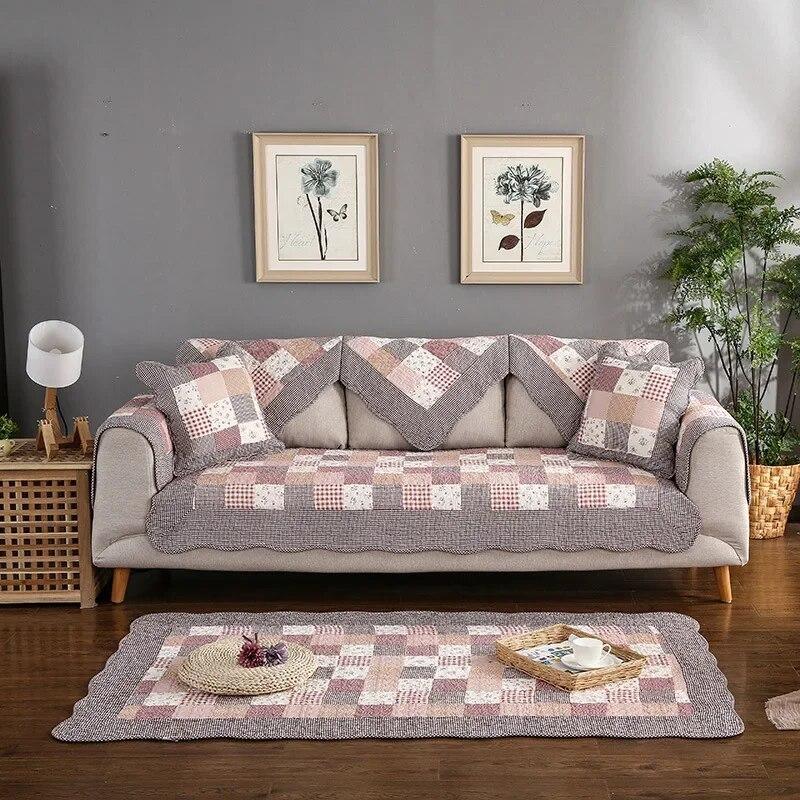 

Хлопковый плед на диване Fundas Sofas De Dos Y Tres Plazas Чехлы для диванов Квадратная спинка с цветочным принтом Кресло Диван Шезлонг Чехол Гостиная 110x210cm 1pcs